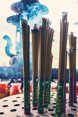 Incense stick burning in chinese temple