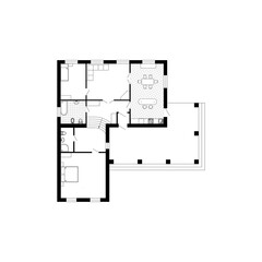 House interior. Black and White floor plan of a modern apartment. Vector blueprint. Architectural background.