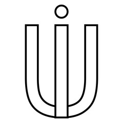 Logo sign iu ui icon, nft interlaced letters i u