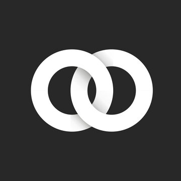 Monogram OO initials logo or chain symbol creative design, overlapping of two circles from ribbon.