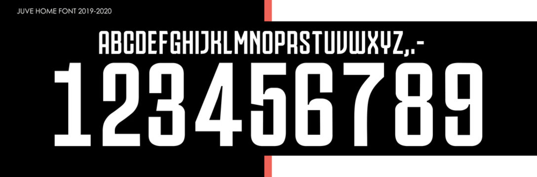 font vector team 2019 - 2020 kit sport style font. juventus home football style font. italy league. sports style letters and numbers for soccer team