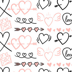 Vector Illustration Hand Draw Valentine Heart Pattern