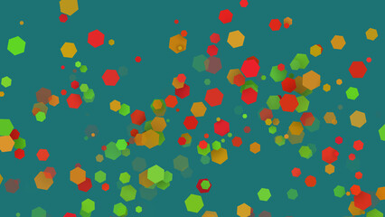Flow of colored polygons on green background. Mother Day, Father Day, Valentine Day, wedding, Christmas, Birthday festive background. 3D render