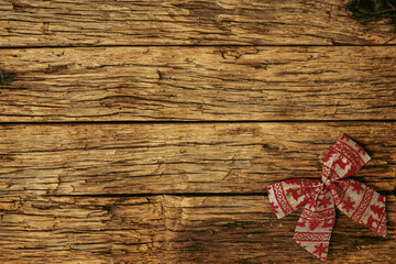 Wooden rustic background with a Christmas decoration