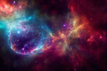 Fototapeta na wymiar Deep space abstract background with galaxy, stars and cosmic gas nebula type