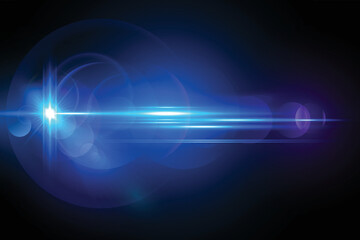 Blue transparent light lens flares streaks