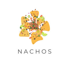 Mexican Nachos Food Illustration With Delicious And Complete Toppings