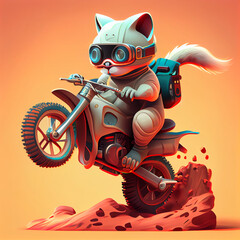 Cartoon Cat on a dirt bike ai art