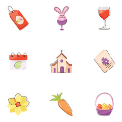 Trendy Collection of Easter Festival Flat Icons 

