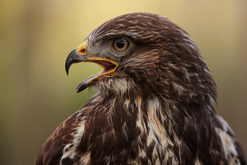 common buzzard (Buteo buteo) portrait from the side