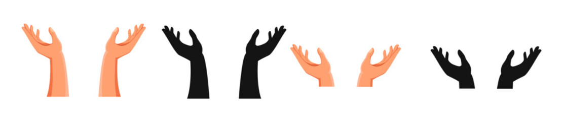 Vector protecting hands icon. Cupped hands