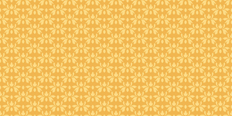 Bright seamless pattern with decorative abstract elements . Yellow orange colors. Vector illustration