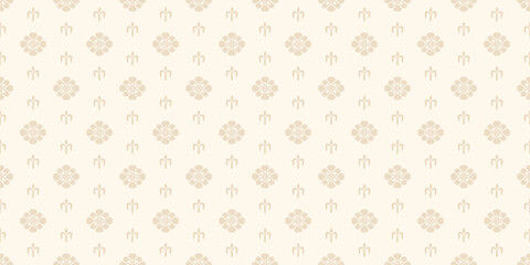 Seamless background pattern with floral elements. Used colors - beige and white. Vector graphics