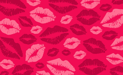 Valentine lip background. Vector symbols of love for Happy Women's, Mother's, Valentine's Day, birthday greeting card design.