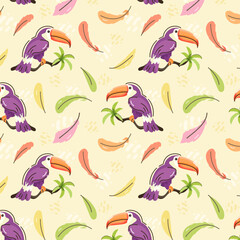 Beautifully designed toucan pattern, flat vector 
