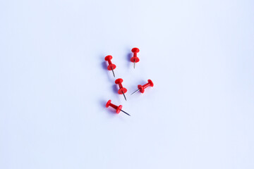 push pins for Notice Boards in Reusable red color isolated. white background.