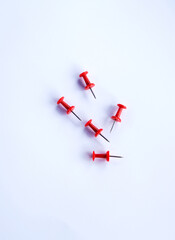 push pins for Notice Boards in Reusable red color isolated. white background.
