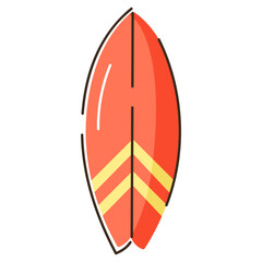 Easy to use flat icon of surfboard, doodle style 