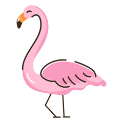 An eye catchy doodle flat icon of flamingo