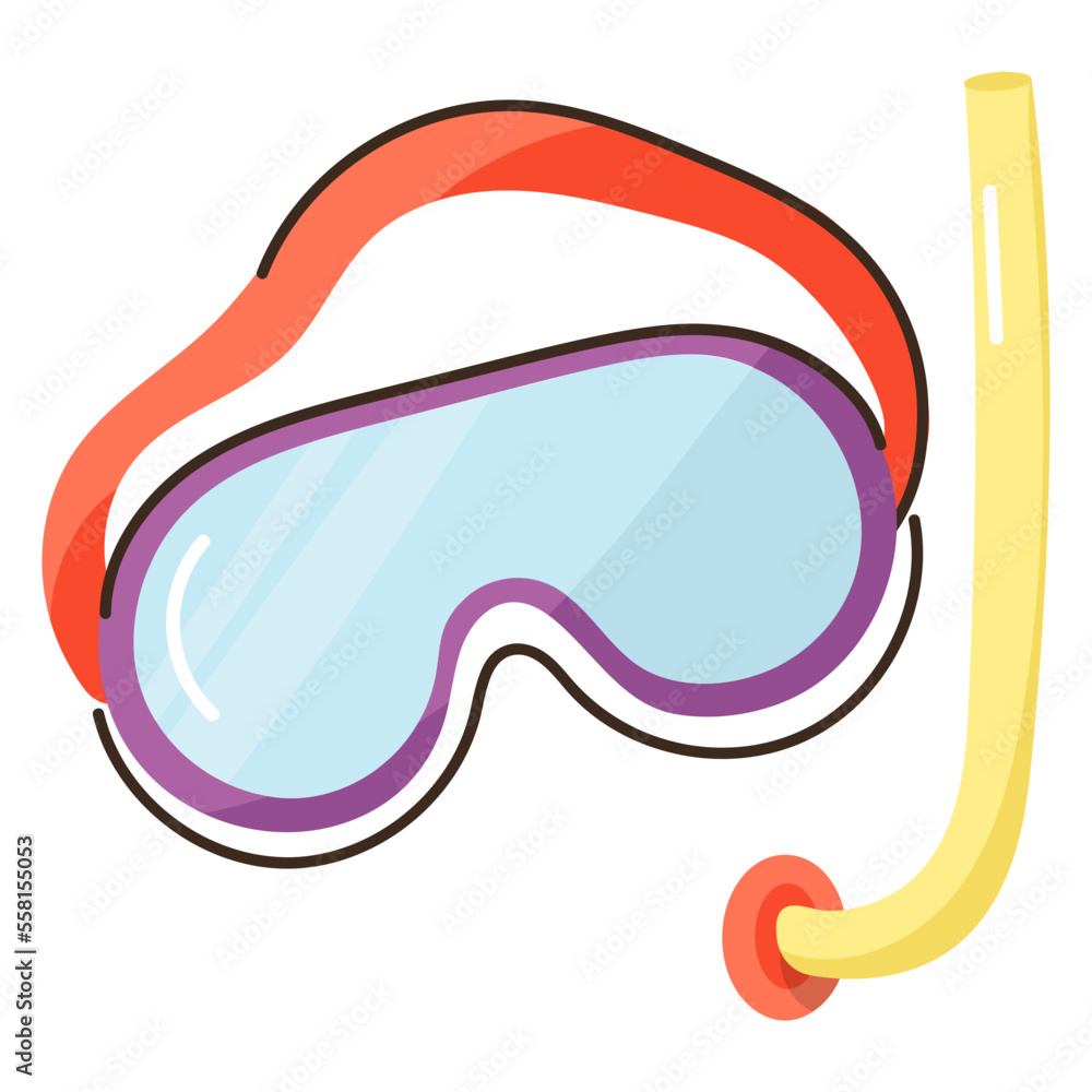 Poster scuba glasses flat icon designed in doodle style