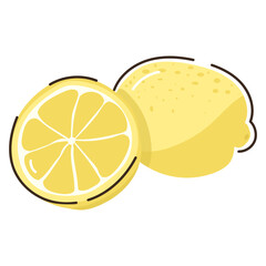 Citrus fruit, doodle flat icon of lemon 