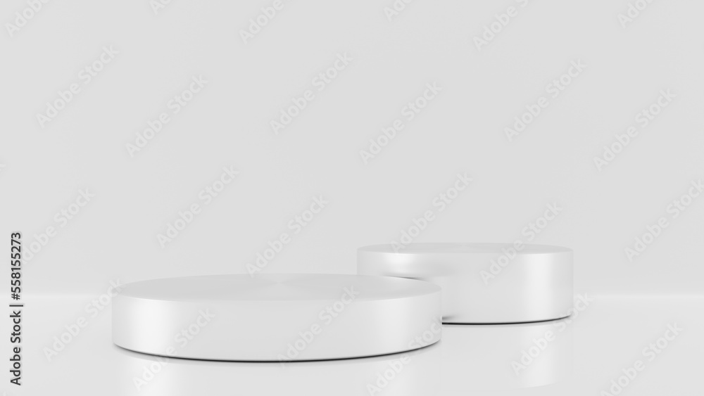 Aufkleber white cylinder isolated on white background. 3d rendering product display background
