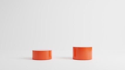 minimalist cylinder podium with white background on 3d rendering