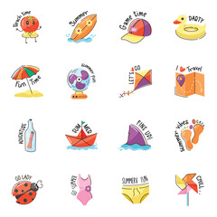 Collection of Summer Flat Stickers 

