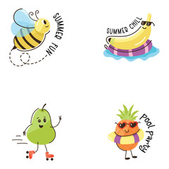Summer Fruit and Insect Flat Stickers 

