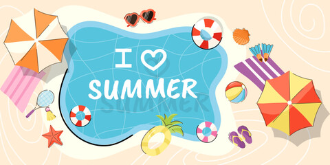 Fototapeta premium A visually appealing horizontal banner of summer time 