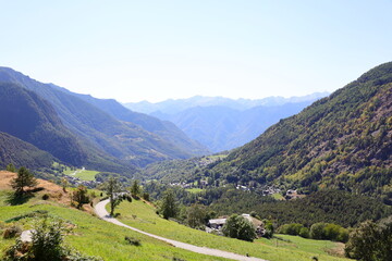 Fototapeta na wymiar View on the Aoste Valley which is a mountainous autonomous region in northwestern Italy