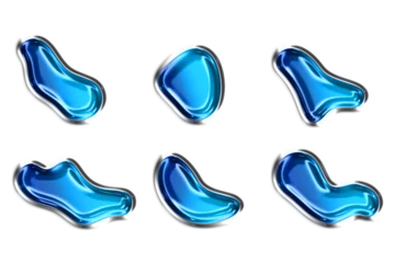 Deurstickers 3d liquid candy sparkling blue glass jelly shape  object set isolated on white background  © iPood