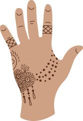 Mehendi flat icon Body art and temporary tattoo on hand