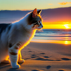 cat on the sunset