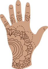Mehendi flat icon Body art and temporary tattoo on hand