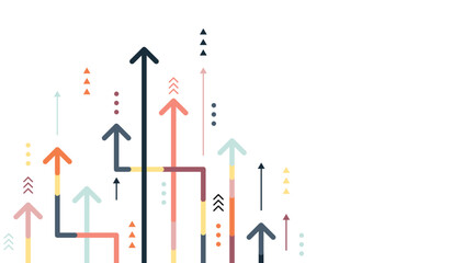 Financial growth arrows with colorful. Start up and idea concept. Vector illustration. Business Arrow Target Direction Concept to Success. Way to Success. Business growth concept