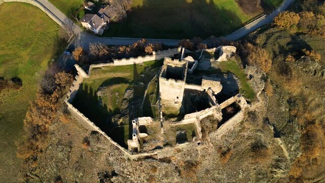 Top view of the Cly castle Saint Denis Aosta valley