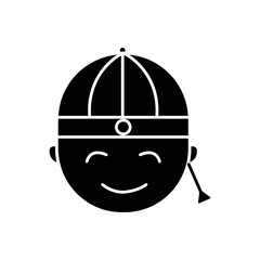 cute boy icon illustration Chinese and japan. icon related to lunar new year. asian traditional. glyph icon style. Simple vector design editable