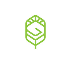 eco logo, bibit daun hijau, tumbuh tanaman. Konsep reka bentuk abstrak untuk tema teknologi eko. Ikon ekologi.