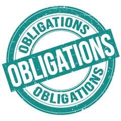 OBLIGATIONS text written on blue round stamp sign