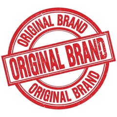 ORIGINAL BRAND written word on red stamp sign