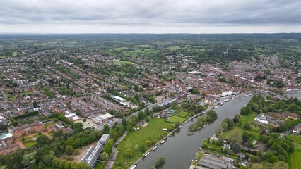 Fototapeta na wymiar HIgh angle drone aerial Henley on Thames Oxfordshire UK