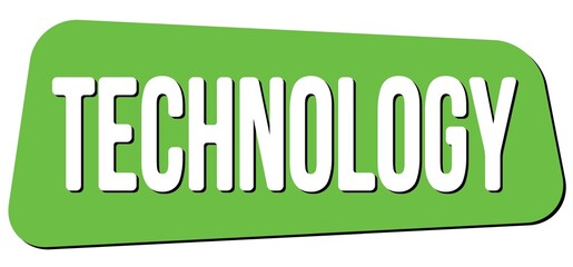 Fototapeta premium TECHNOLOGY text on green trapeze stamp sign.