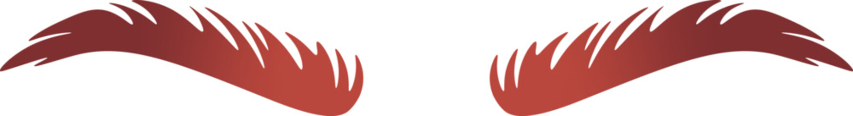 Brushed-up red curved shape of eyebrow flat icon