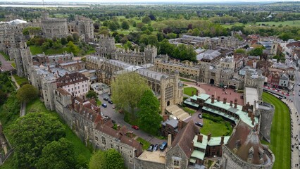 Eton College UK Aerial drone  view - obrazy, fototapety, plakaty