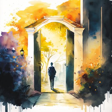 A scene that captures the feeling of hope, using colors and shapes to convey the sense of optimism or possibility, in a watercolor style IA Generated