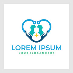 Hospital Logo. House with Cross Plus Sign Combination isolated on Double Background. Flat Vector Logo Design Template Element for Healthcare and Medical Logos.