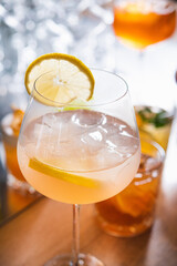 Closeup of fresh aperol cocktail