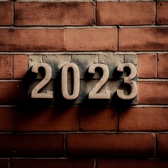 2023 Written on a brick wall  IA Generated