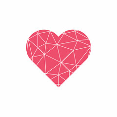 Polygonal Red Heart Shape Vector Symbol